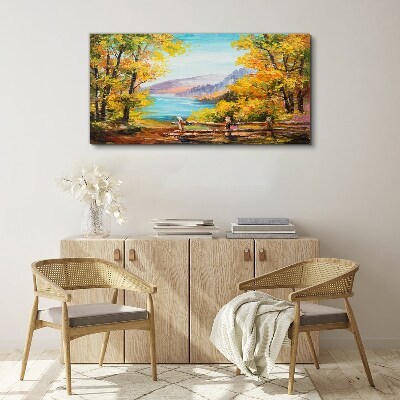 Tablou canvas Peisaj de toamnă pe malul lacului
