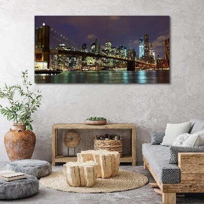 Tablou canvas Podul Brooklyn noaptea