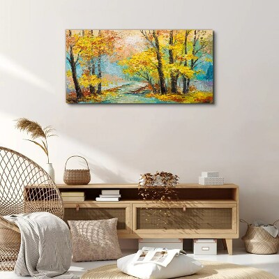 Tablou canvas Toamna de aur pe un rau linistit