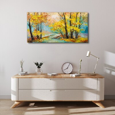 Tablou canvas Toamna de aur pe un rau linistit