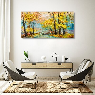 Tablou canvas Toamna de aur pe un rau linistit
