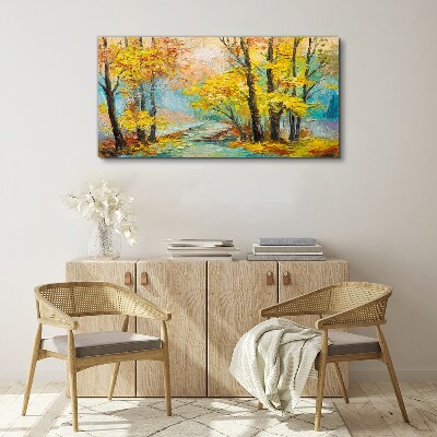 Tablou canvas Toamna de aur pe un rau linistit