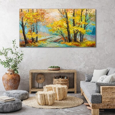 Tablou canvas Toamna de aur pe un rau linistit