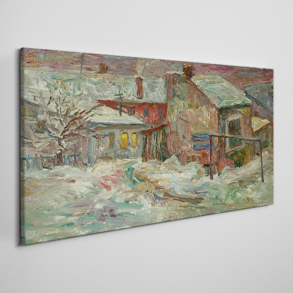 Tablou canvas Peisaj de iarnă în culori pastelate