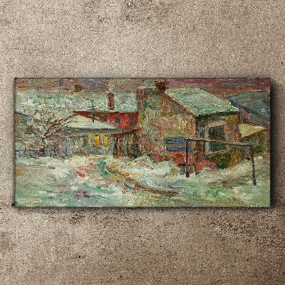 Tablou canvas Peisaj de iarnă în culori pastelate