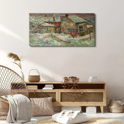 Tablou canvas Peisaj de iarnă în culori pastelate