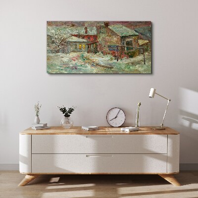 Tablou canvas Peisaj de iarnă în culori pastelate
