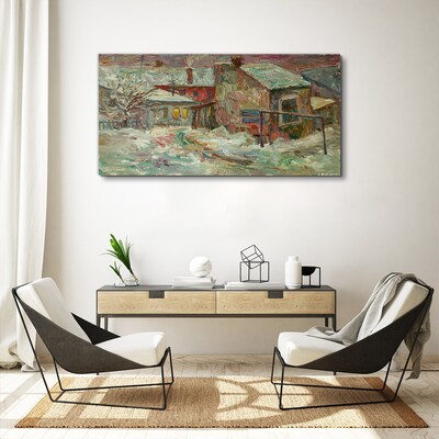 Tablou canvas Peisaj de iarnă în culori pastelate