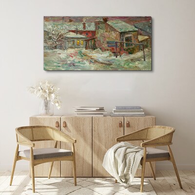 Tablou canvas Peisaj de iarnă în culori pastelate