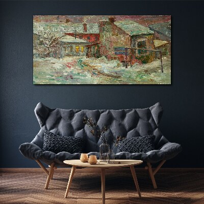 Tablou canvas Peisaj de iarnă în culori pastelate
