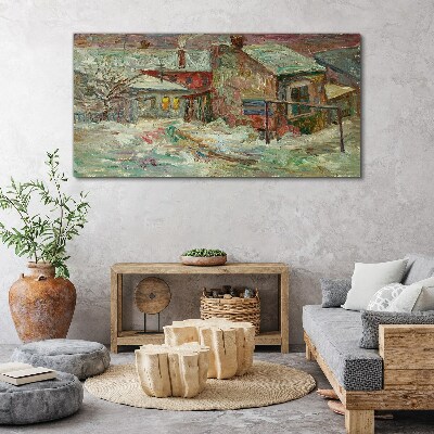 Tablou canvas Peisaj de iarnă în culori pastelate