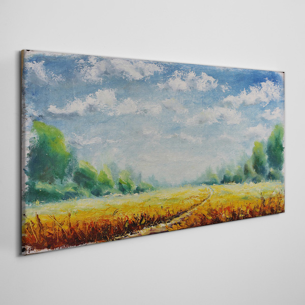 Tablou canvas Câmpuri de vară sub cerul albastru
