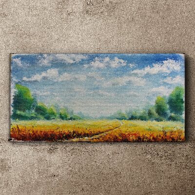 Tablou canvas Câmpuri de vară sub cerul albastru