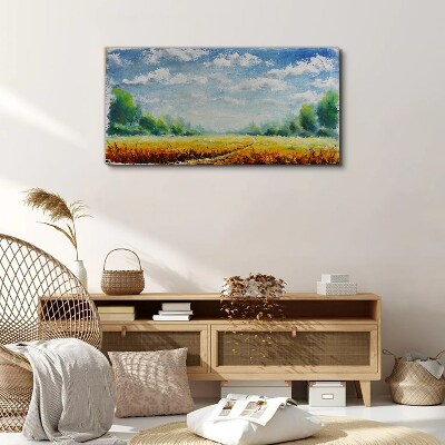 Tablou canvas Câmpuri de vară sub cerul albastru