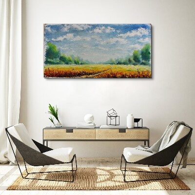 Tablou canvas Câmpuri de vară sub cerul albastru