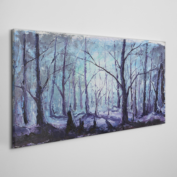 Tablou canvas Pădure de iarnă în nuanțe de albastru