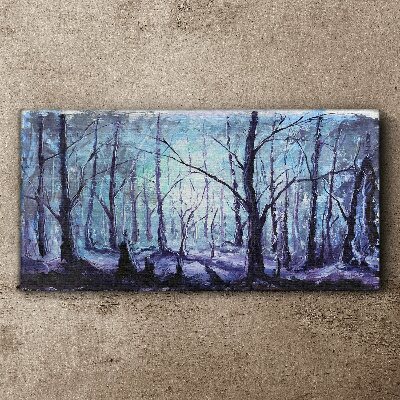 Tablou canvas Pădure de iarnă în nuanțe de albastru