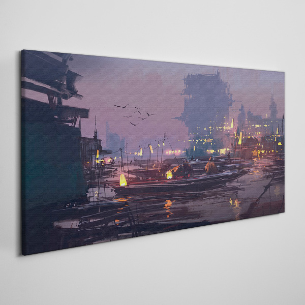 Tablou canvas Apus peste port