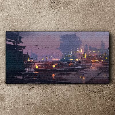 Tablou canvas Apus peste port