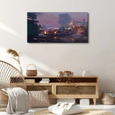 Tablou canvas Apus peste port