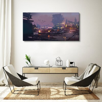 Tablou canvas Apus peste port