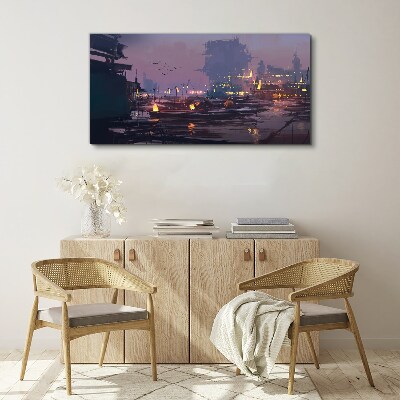Tablou canvas Apus peste port