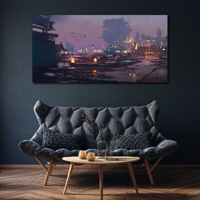 Tablou canvas Apus peste port