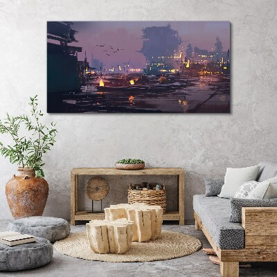 Tablou canvas Apus peste port