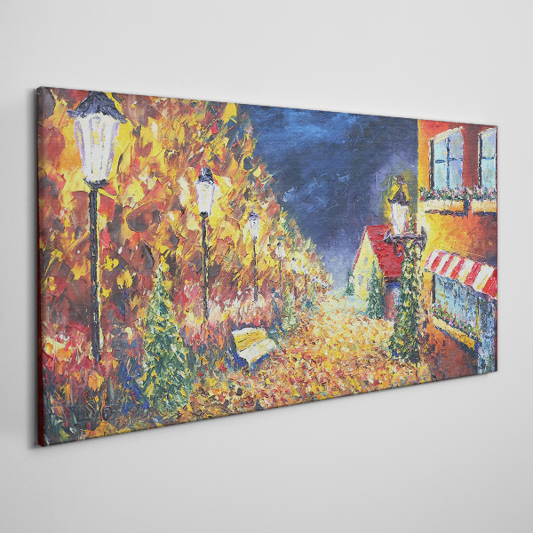 Tablou canvas Bulevardul auriu în strălucirea felinarelor