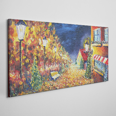 Tablou canvas Bulevardul auriu în strălucirea felinarelor