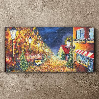 Tablou canvas Bulevardul auriu în strălucirea felinarelor