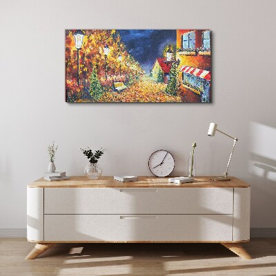 Tablou canvas Bulevardul auriu în strălucirea felinarelor