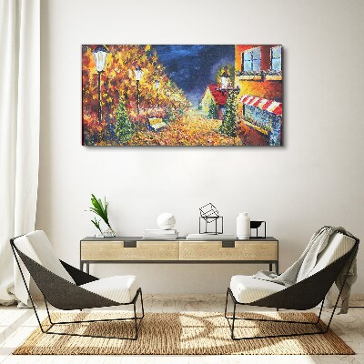 Tablou canvas Bulevardul auriu în strălucirea felinarelor