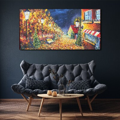 Tablou canvas Bulevardul auriu în strălucirea felinarelor