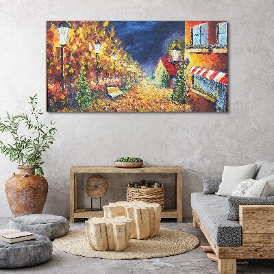 Tablou canvas Bulevardul auriu în strălucirea felinarelor