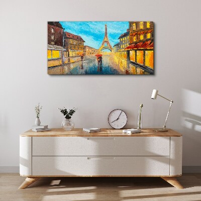 Tablou canvas Strada Parisului în ploaie