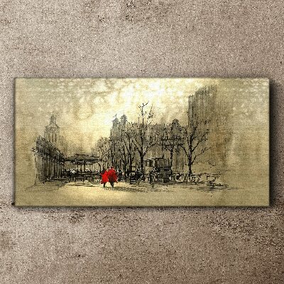 Tablou canvas Haina roșie în peisajul urban
