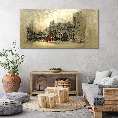 Tablou canvas Haina roșie în peisajul urban