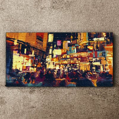 Tablou canvas Forfota vieții orașului noaptea