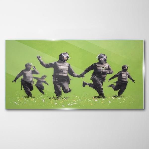 Tablou sticla Poliția de la Banksy Field