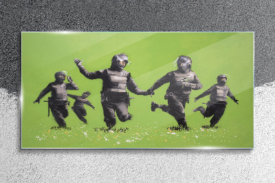 Tablou sticla Poliția de la Banksy Field