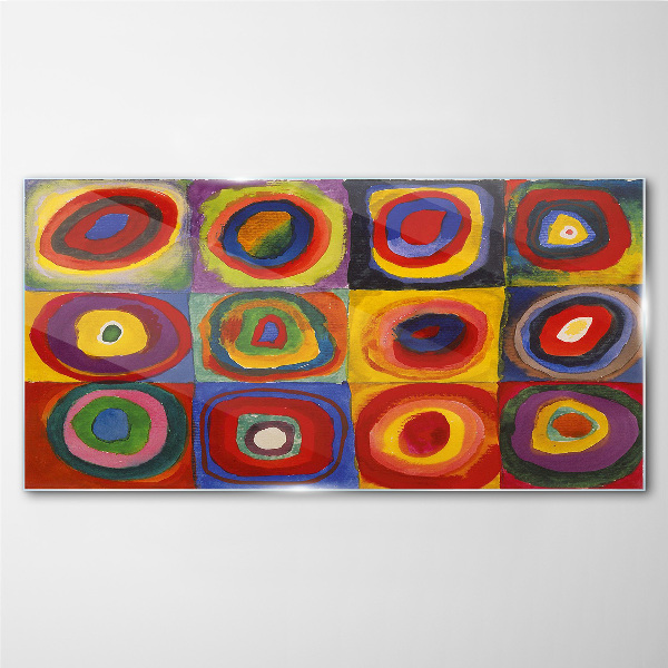 Tablou sticla Color Studio: pătrate cu cercuri concentrice Kandinsky
