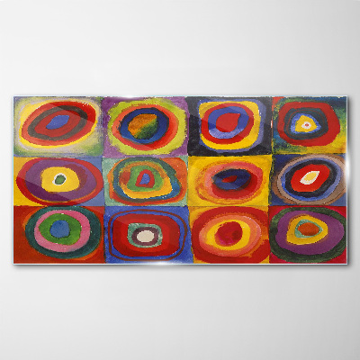 Tablou sticla Color Studio: pătrate cu cercuri concentrice Kandinsky