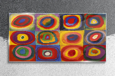 Tablou sticla Color Studio: pătrate cu cercuri concentrice Kandinsky