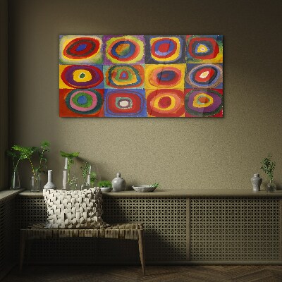 Tablou sticla Color Studio: pătrate cu cercuri concentrice Kandinsky
