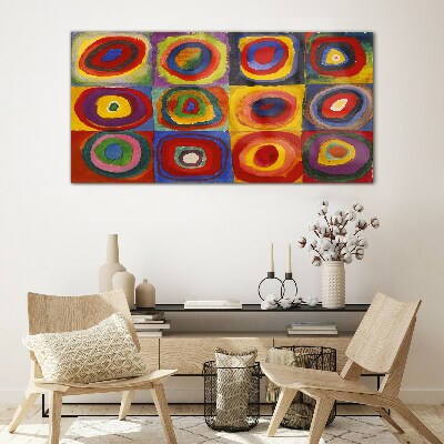 Tablou sticla Color Studio: pătrate cu cercuri concentrice Kandinsky