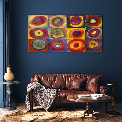 Tablou sticla Color Studio: pătrate cu cercuri concentrice Kandinsky
