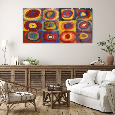 Tablou sticla Color Studio: pătrate cu cercuri concentrice Kandinsky