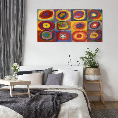 Tablou sticla Color Studio: pătrate cu cercuri concentrice Kandinsky