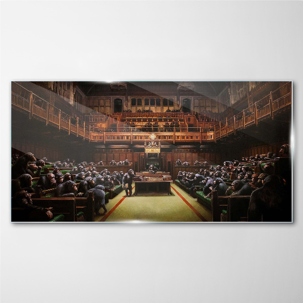 Tablou sticla Adunarea maimuțelor în parlament